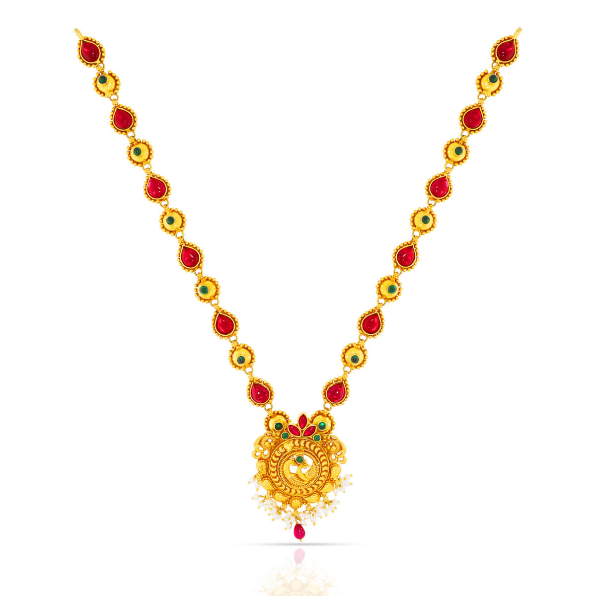 Gold Tone Pebsant 1” shops with red cooor stone.