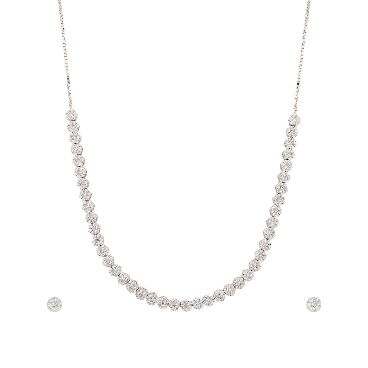 Elegant Diamond Necklace Set In Silver