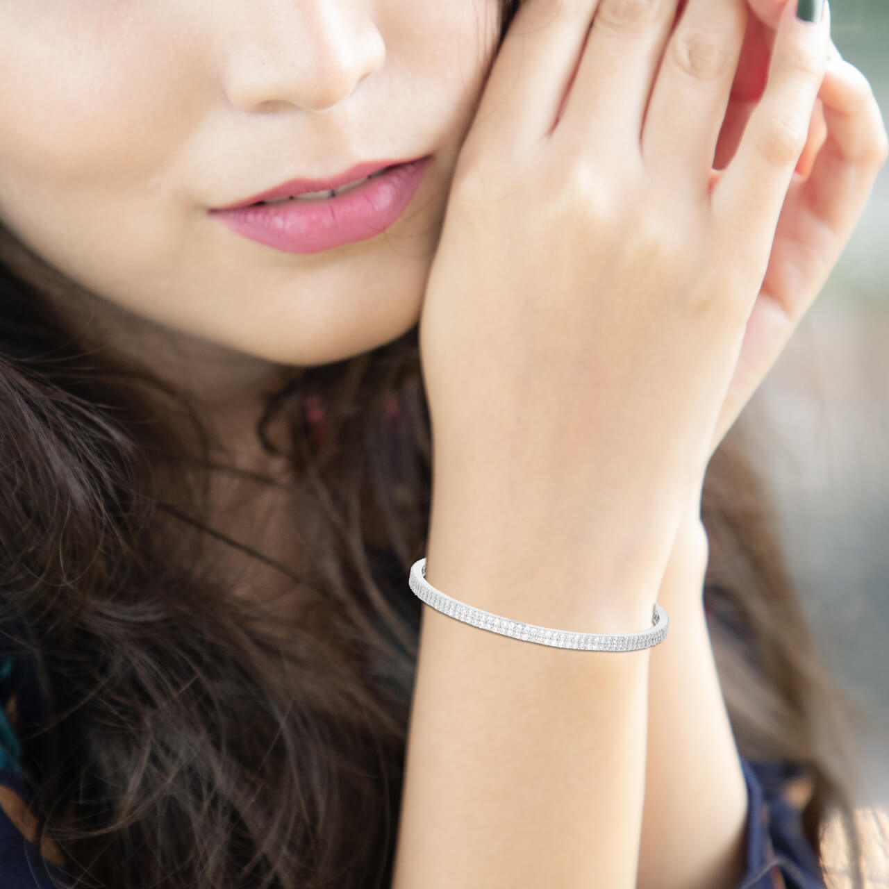 Classic Silver Zircon Bangles