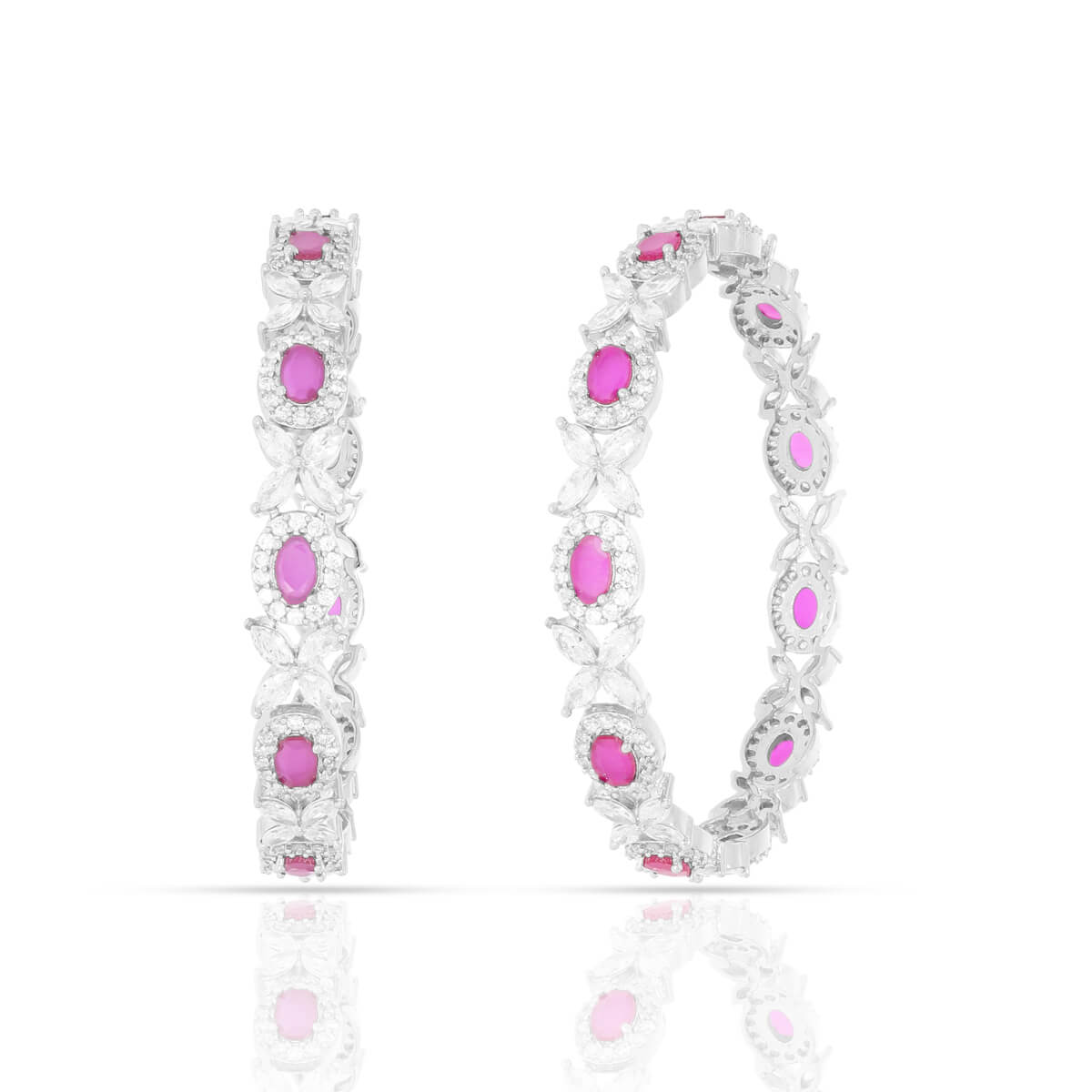 Shining Pink Silver Bangles