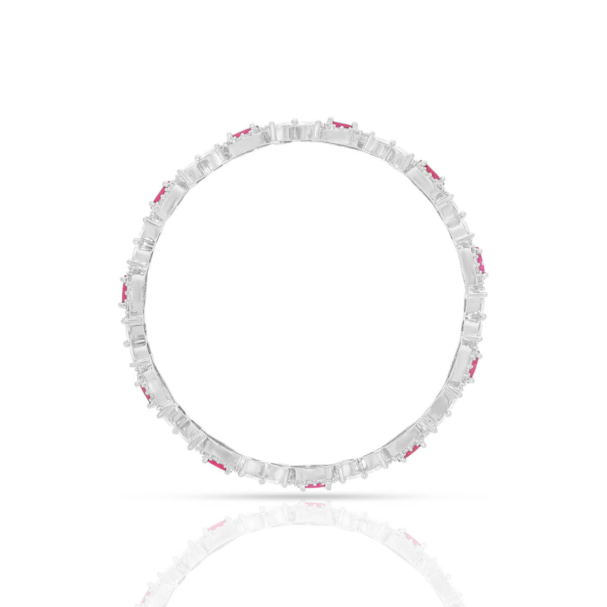 Shining Pink Silver Bangles