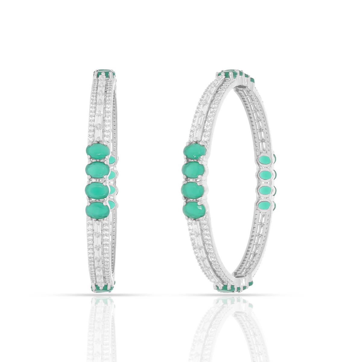 Silver Aqua Blue Crystal Bangles – Anayra Jewellery