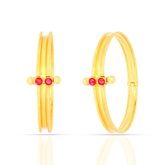 Gleaming Red Stone Gold Plated Bangle