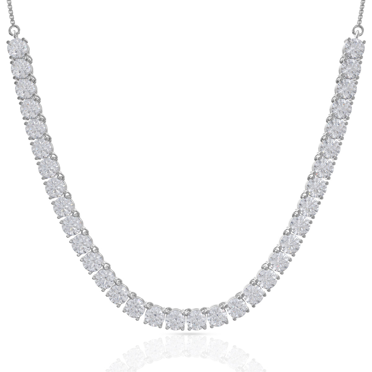 Fine Solitaire Silver Necklace Set