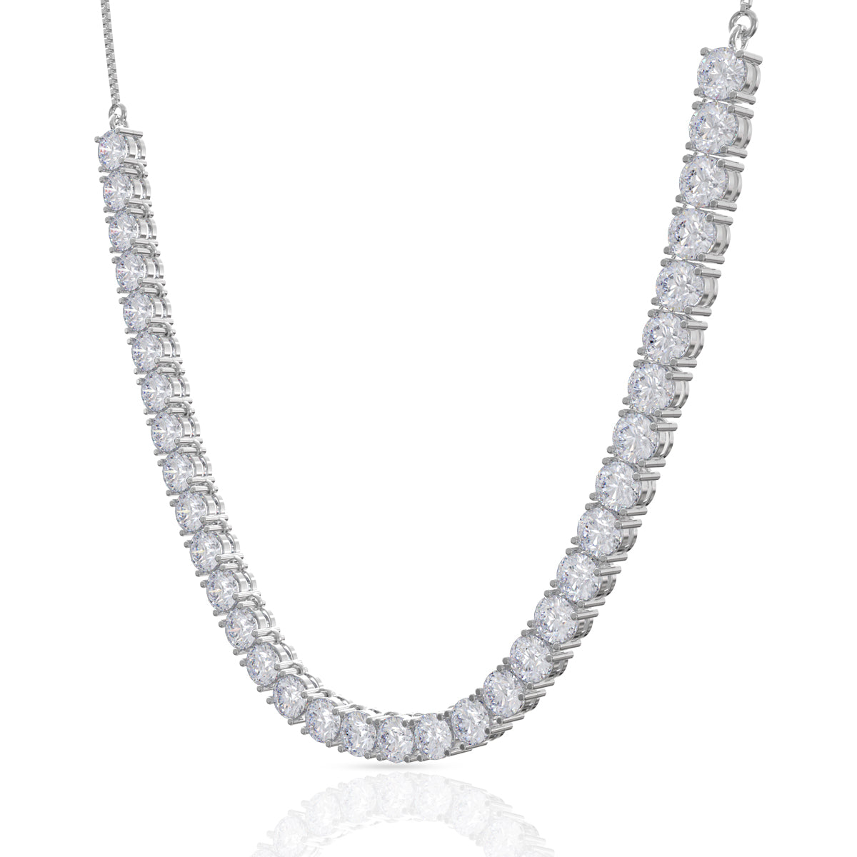 Fine Solitaire Silver Necklace Set