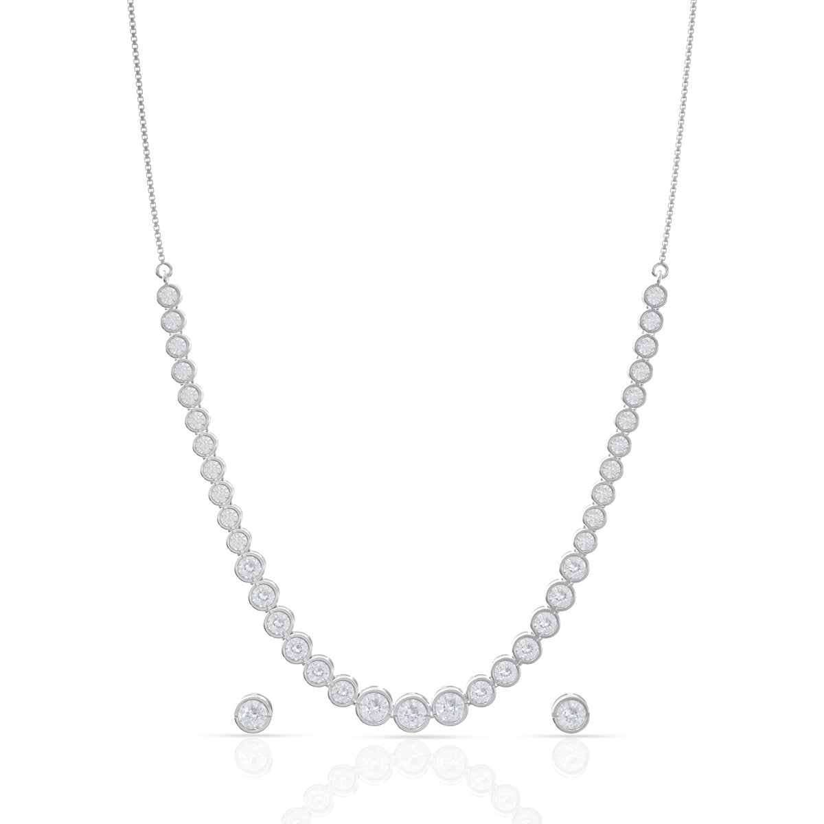 Majestic Solitaire Silver Necklace Set