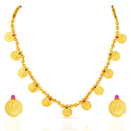 Golden Symphony Coin Necklace Set In Gold Plated