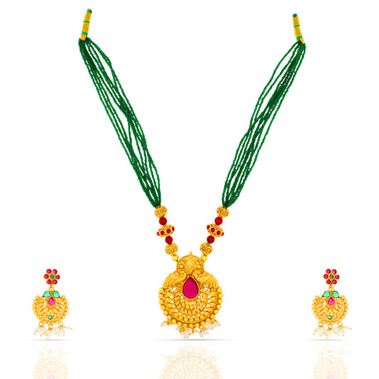 Threaded Radiance Necklace Set In Gold Plated