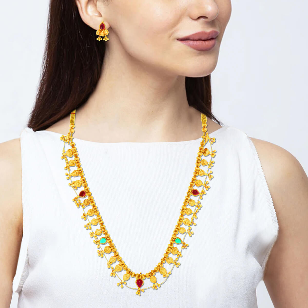 Classic Saaj  In Gold Plated Necklace Set