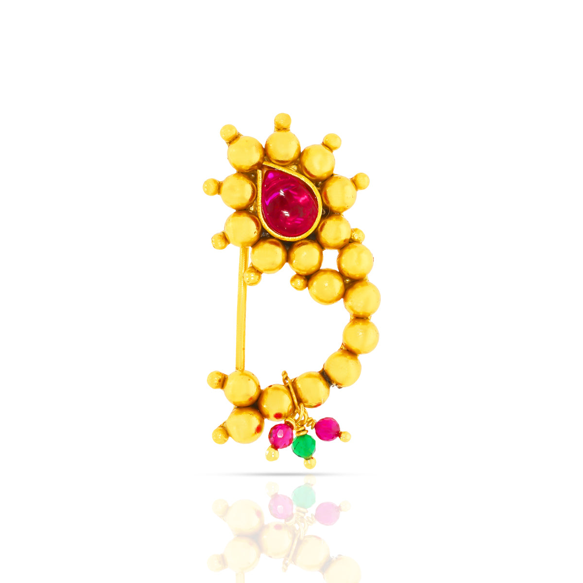 Classic Gold Plated Red Stone Nath