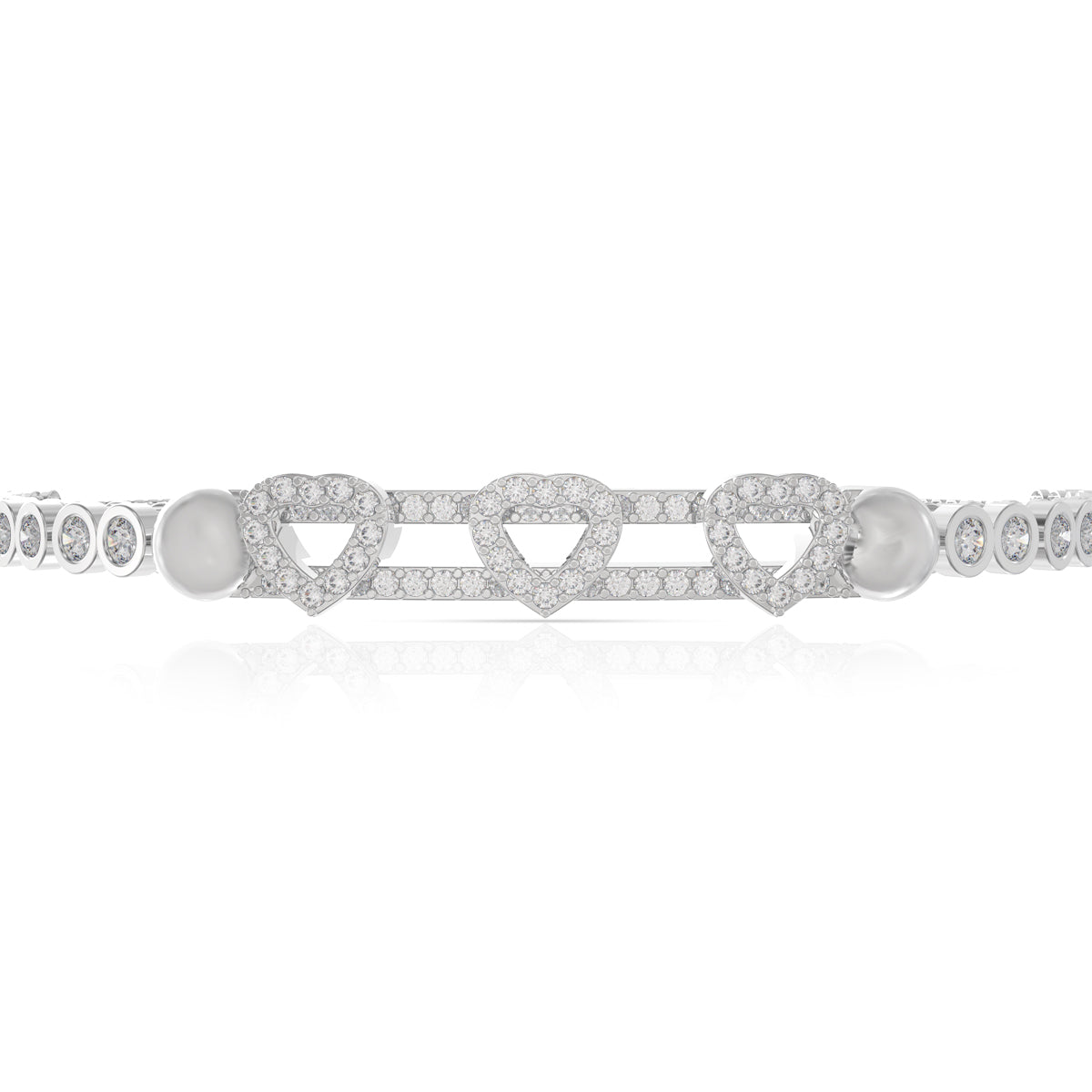 925 Silver Heart to Heart Diamond Bracelet