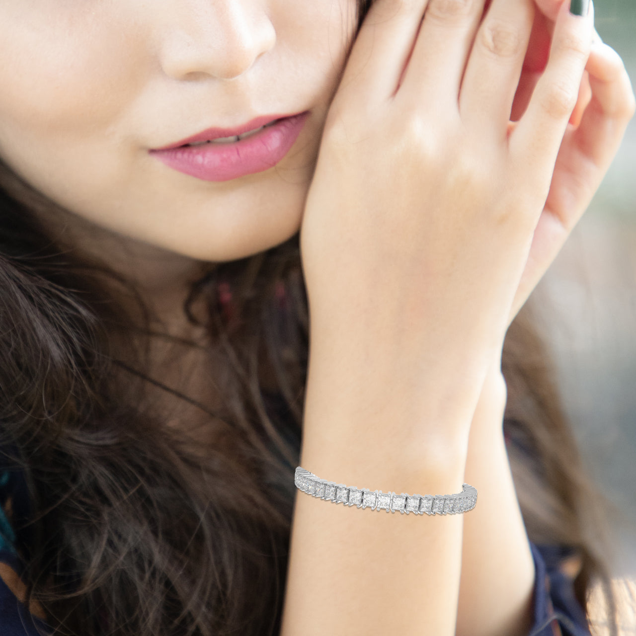 Sparkly Diamond Tennis Bracelet In Silver