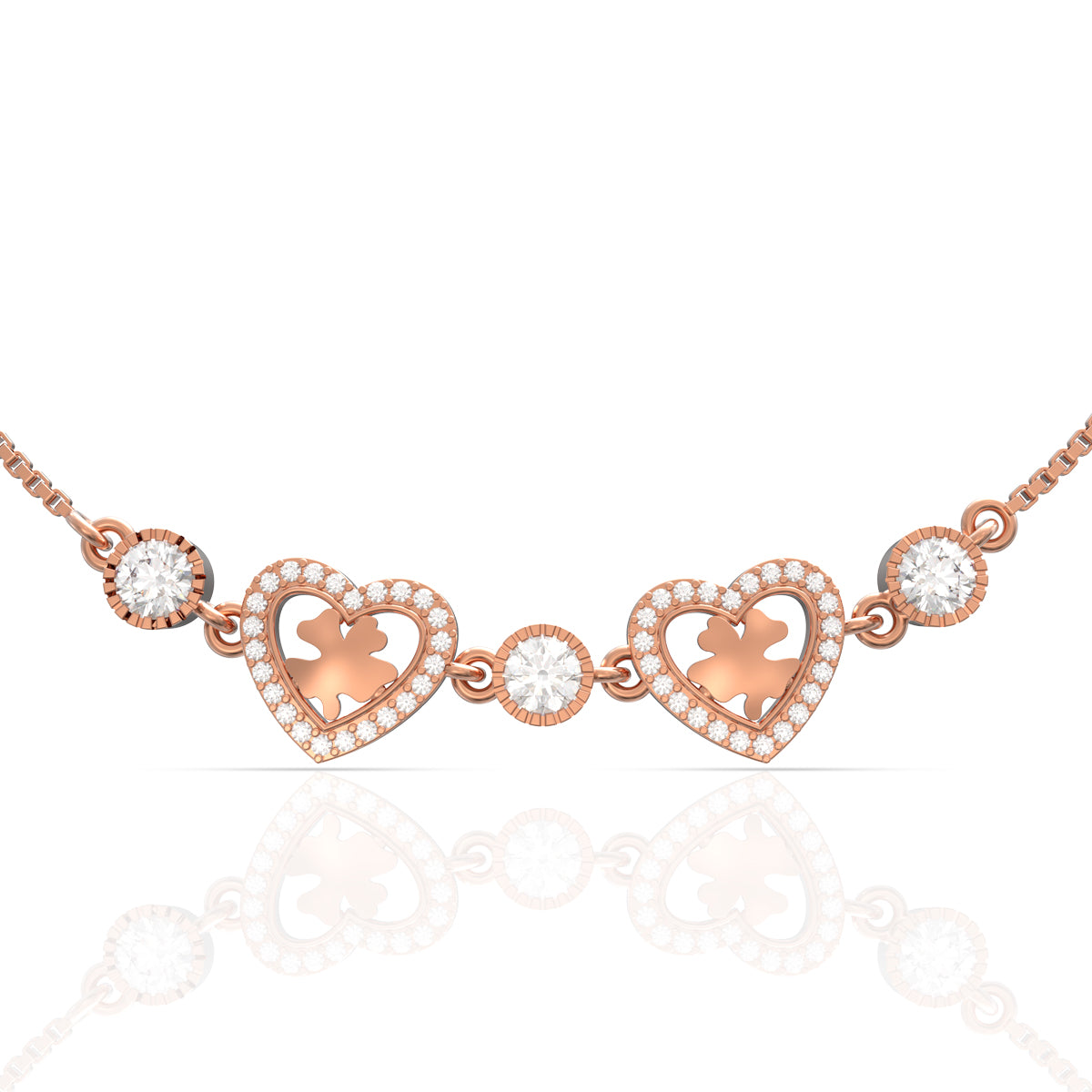 Rose Gold Halo Heart Studded Bracelet