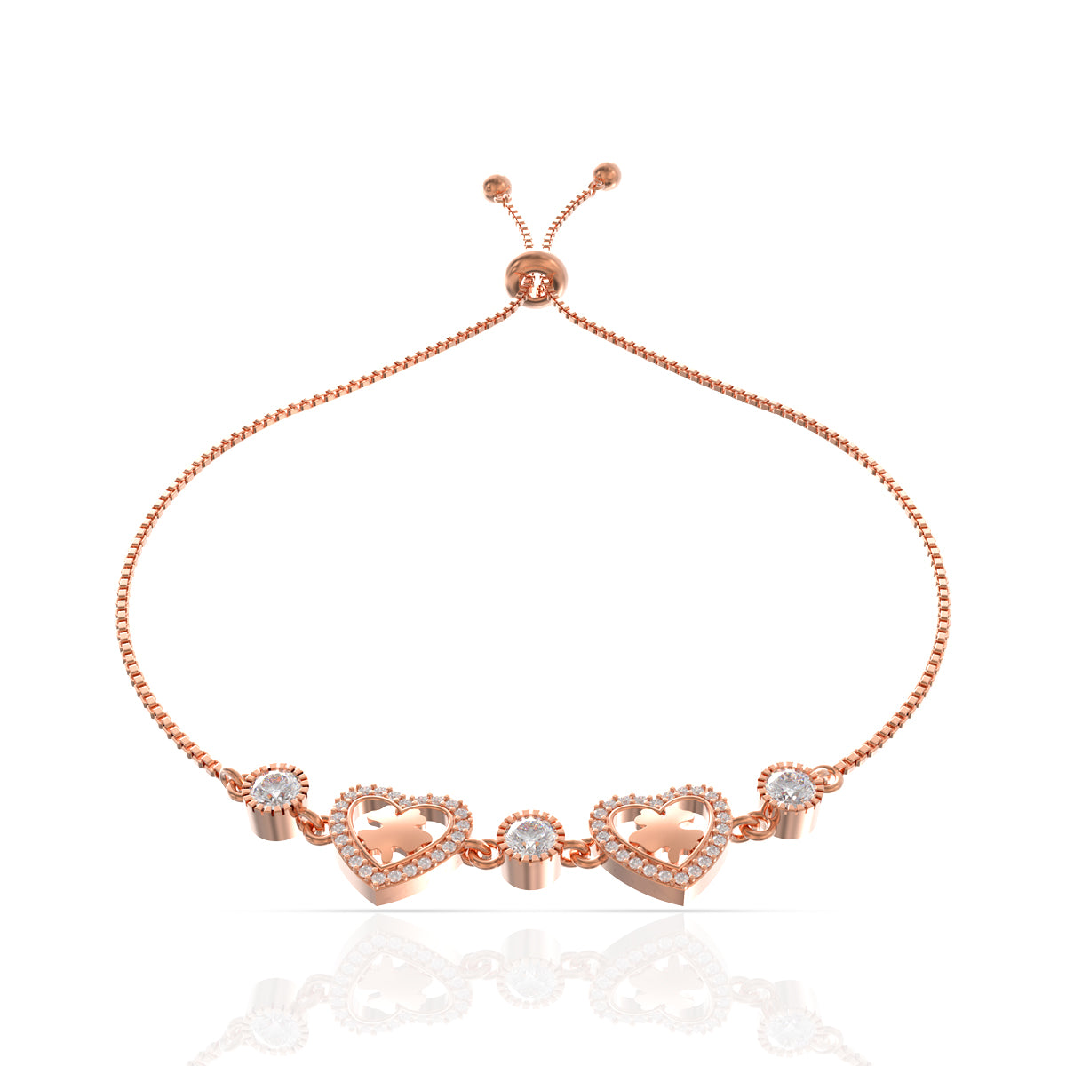 Rose Gold Halo Heart Studded Bracelet