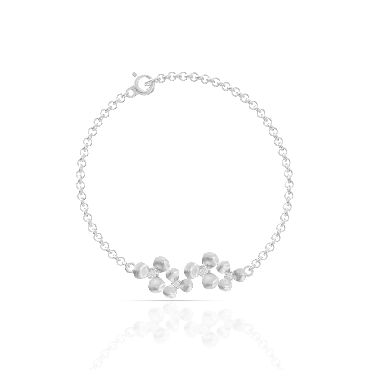 925 Sterling Silver Elegant Flower Silver Bracelet