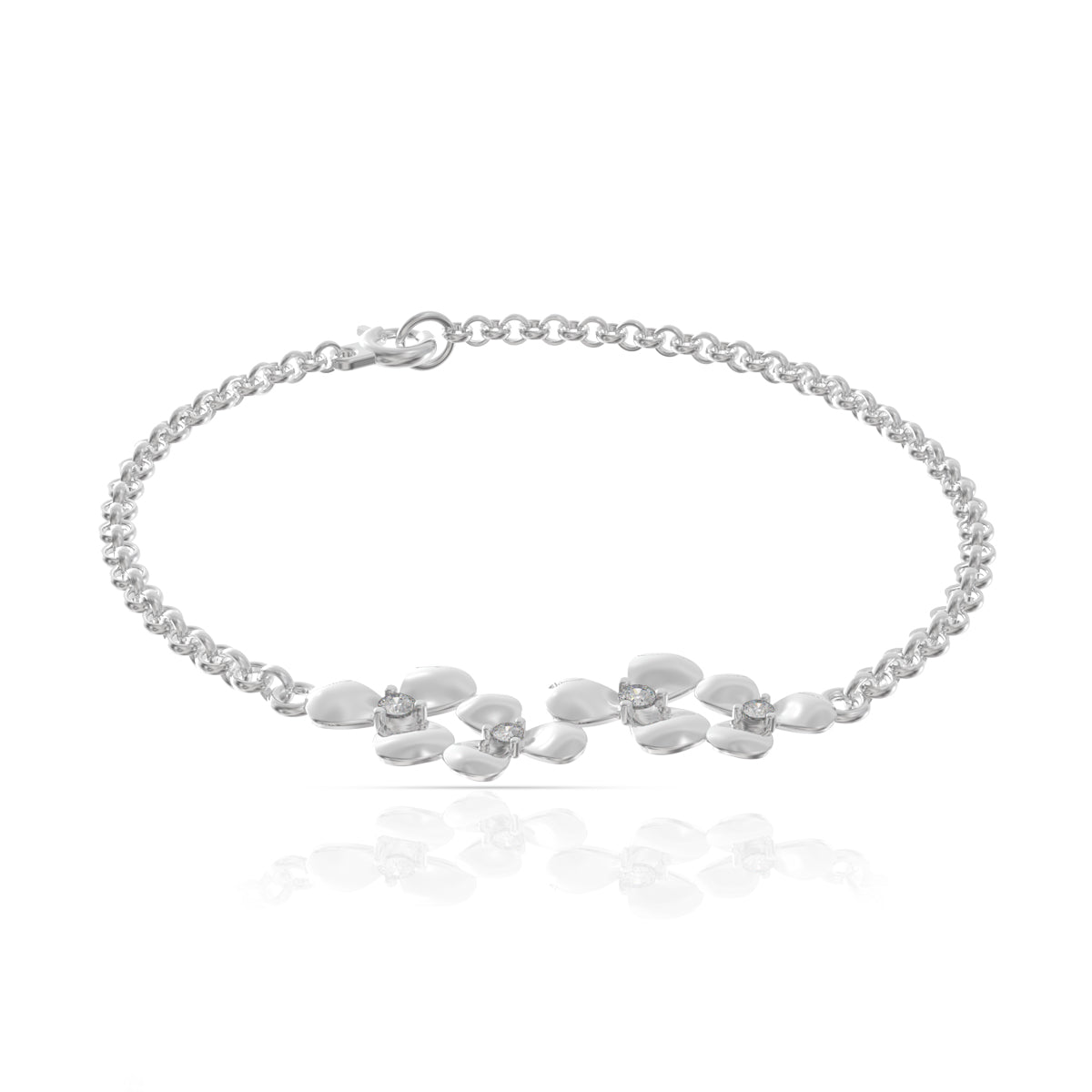 925 Sterling Silver Elegant Flower Silver Bracelet