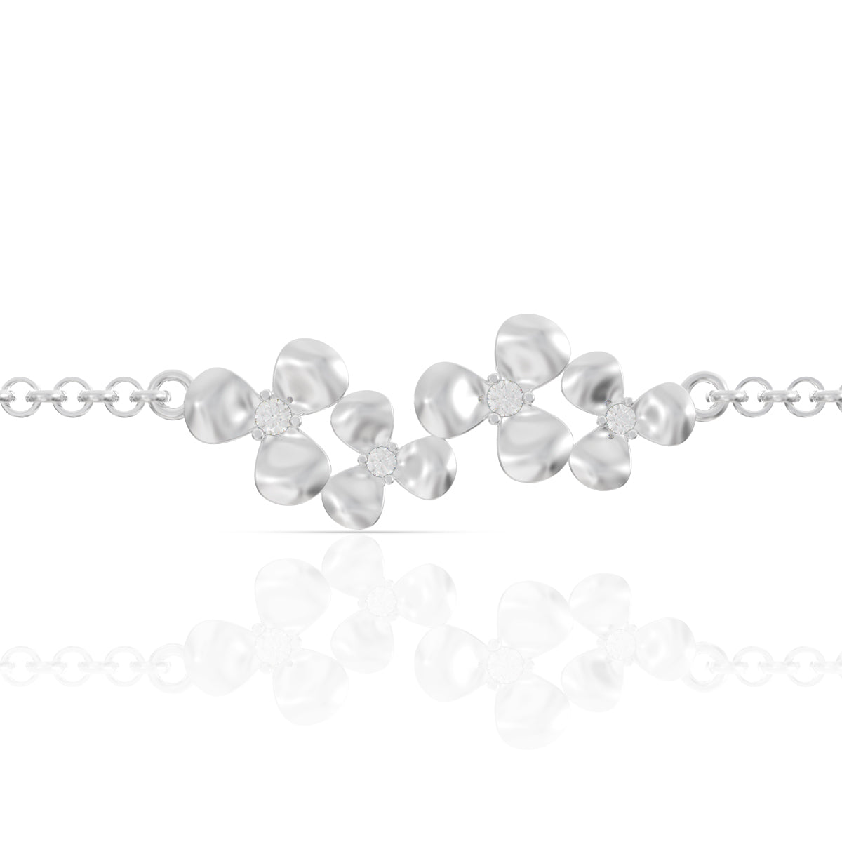 925 Sterling Silver Elegant Flower Silver Bracelet