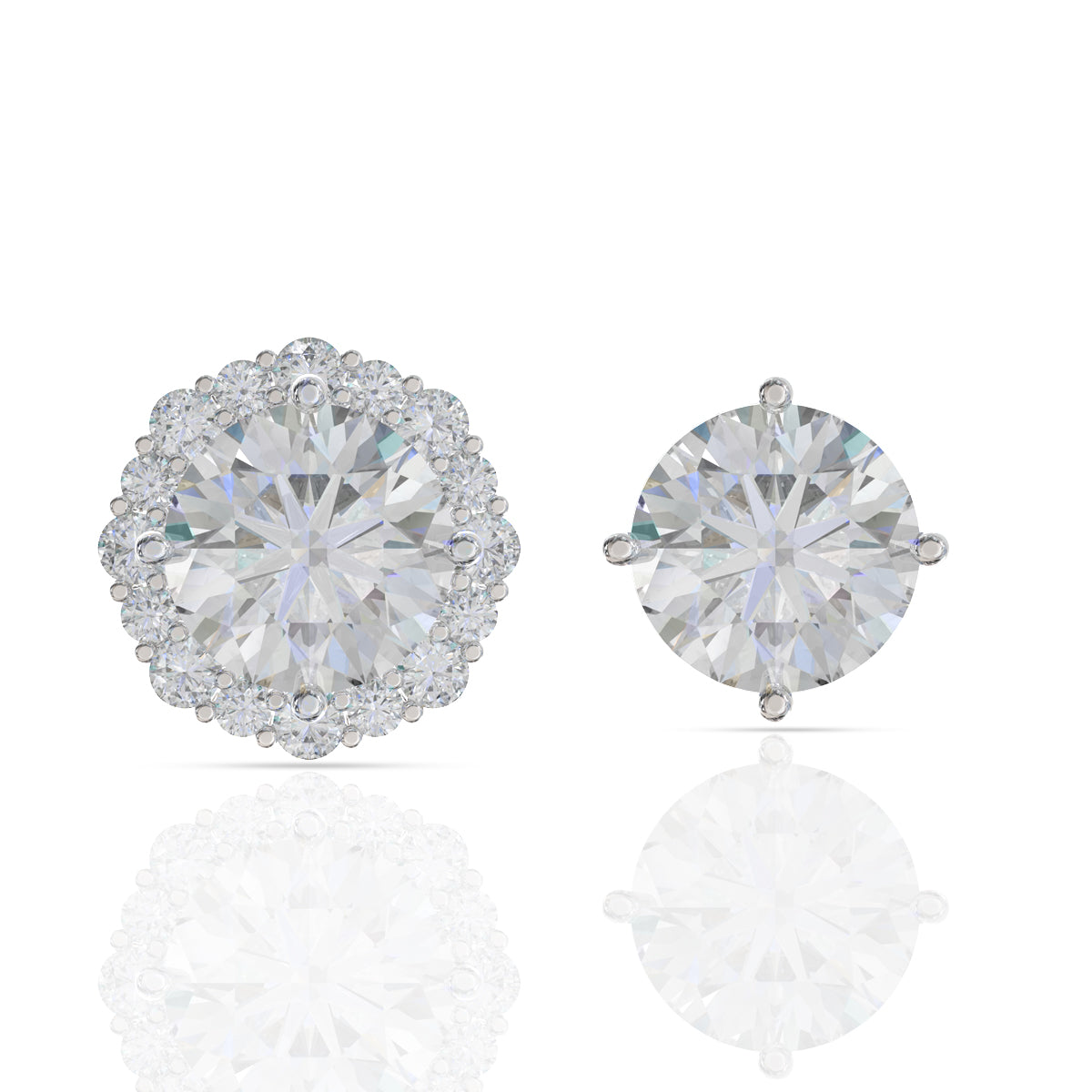 Silver Zircon Bezel Diamond Stud Earrings