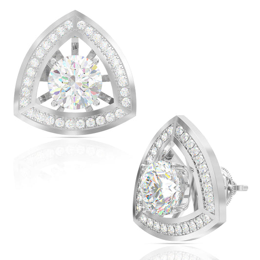 Alluring Trilliant Zirconia Stud Silver Earrings