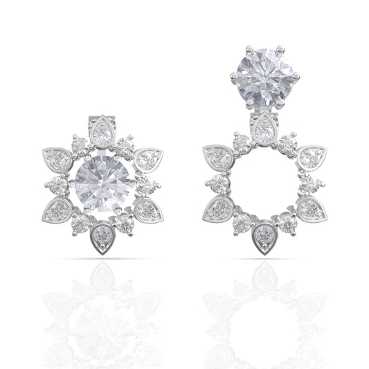 Snowflake Zirconia Stud Silver Earrings
