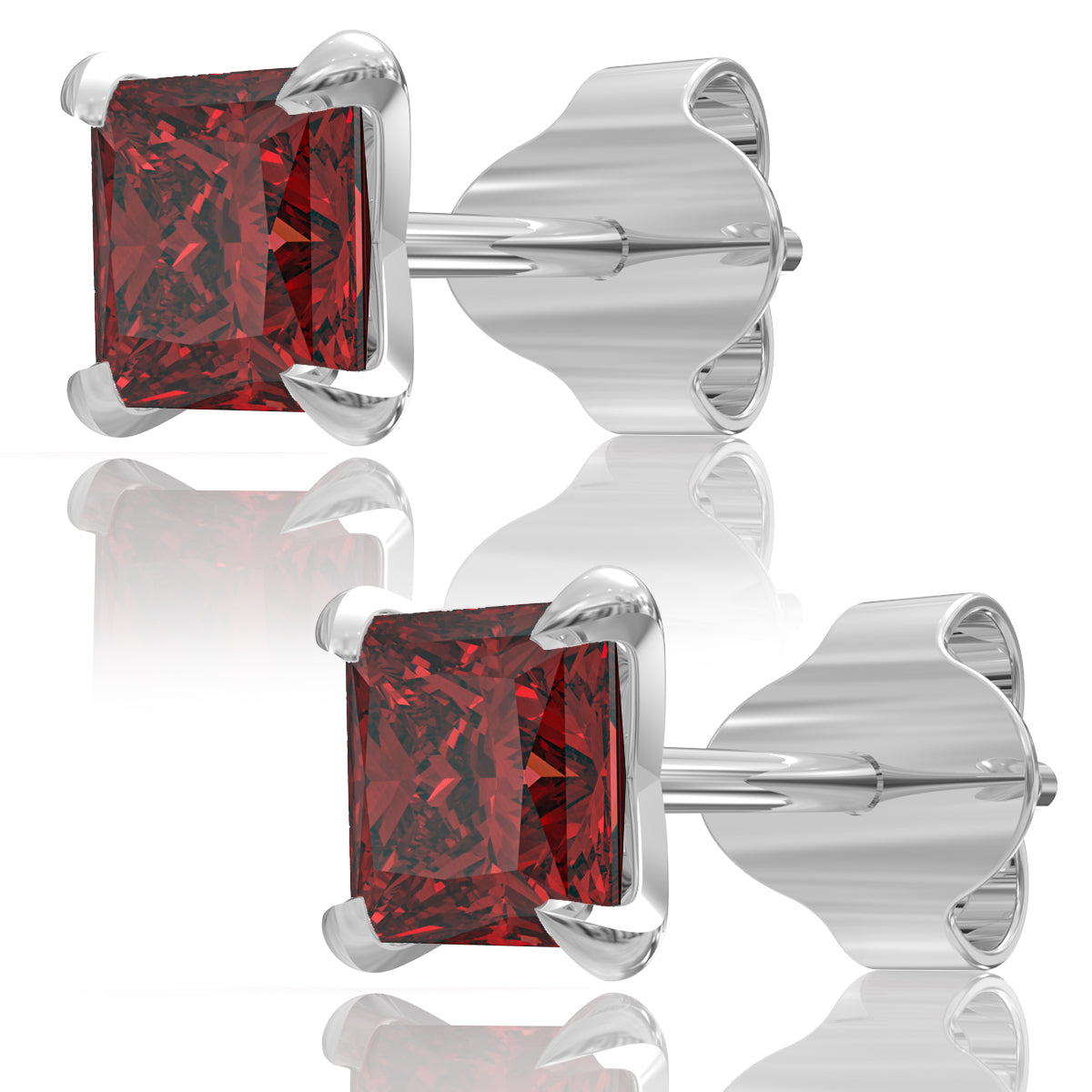 Silver Spessartine Rhombus Stud Earrings