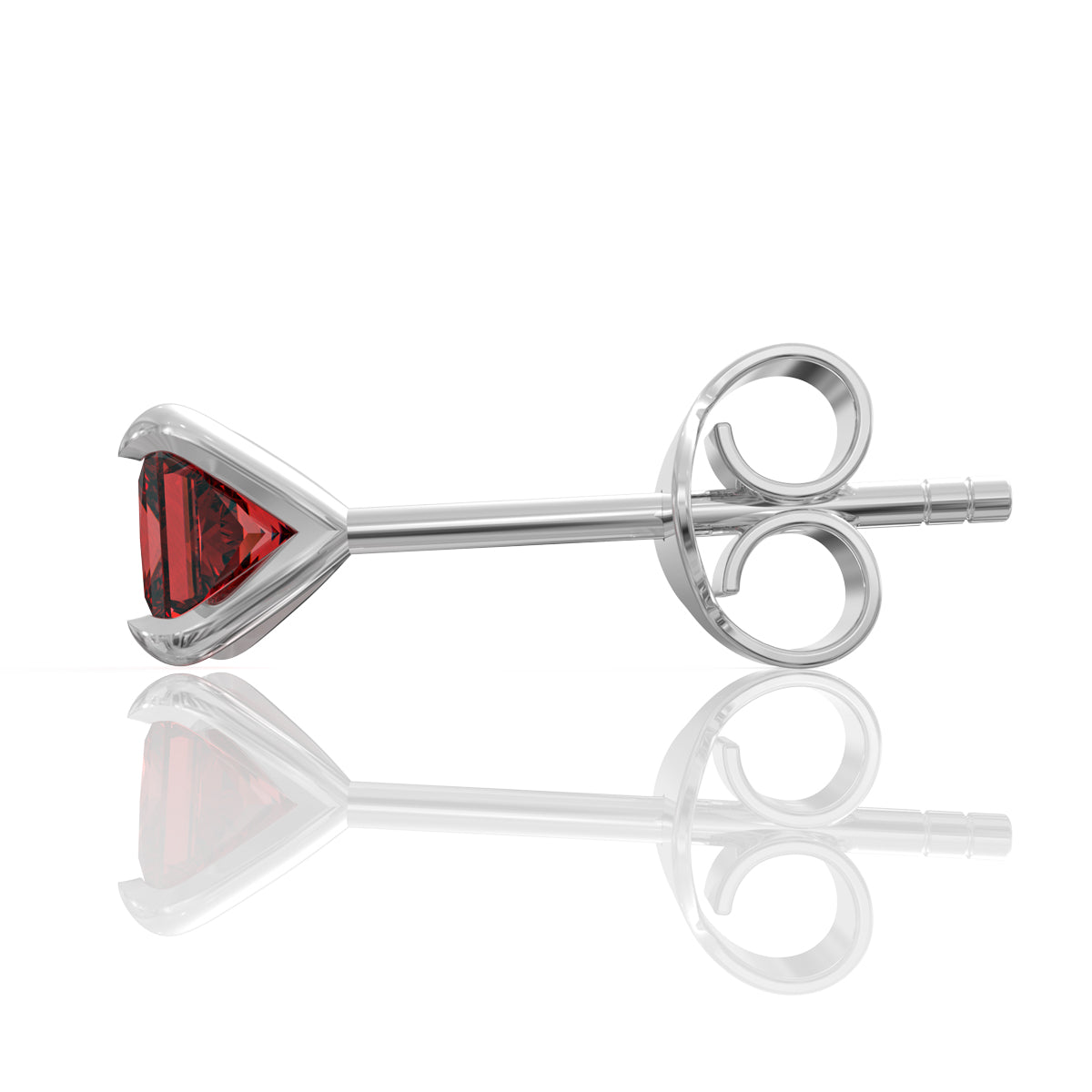 Silver Spessartine Rhombus Stud Earrings