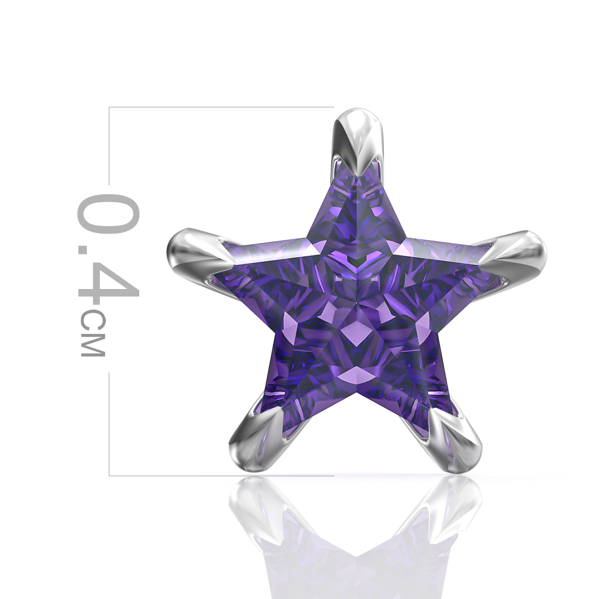 Silver Coral Purple Star Stud Earrings