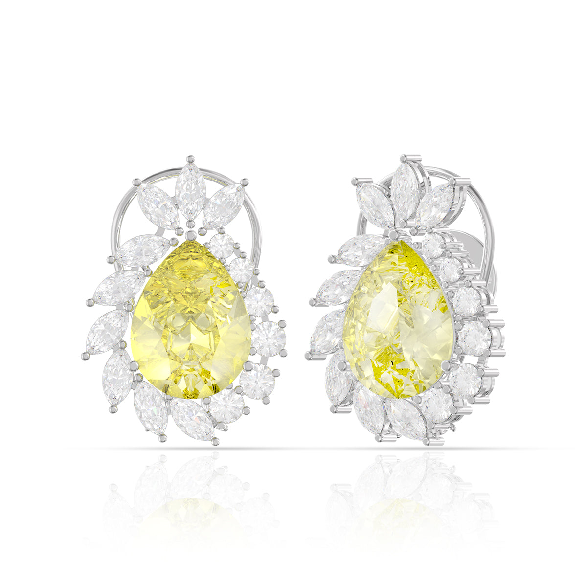 Crystal Yellow Silver Studs