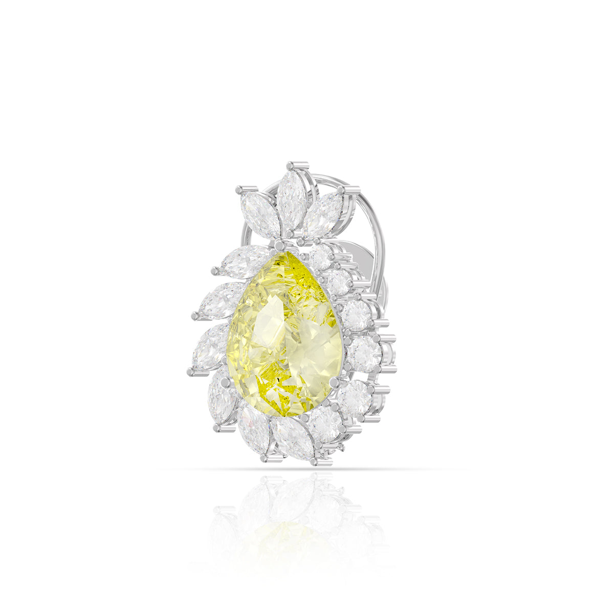 Crystal Yellow Silver Studs