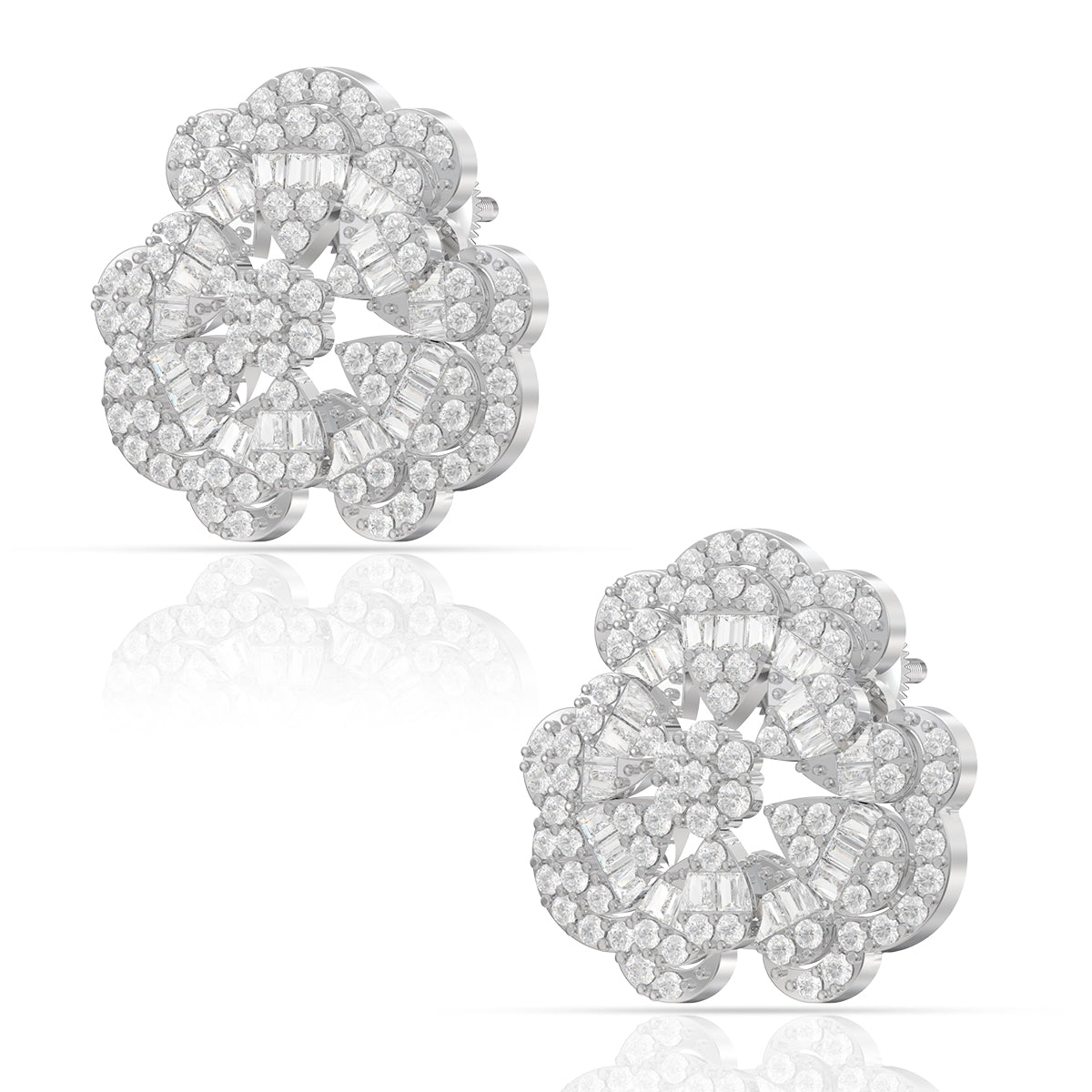 Sterling Silver Superstar Diamond Earrings