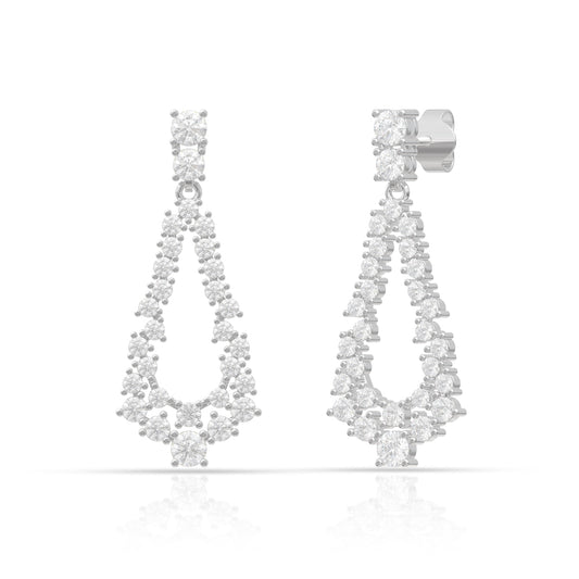 Dazzling Cluster Drop Silver Earrings