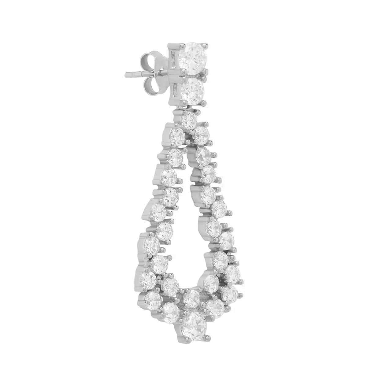 Dazzling Cluster Drop Silver Earrings