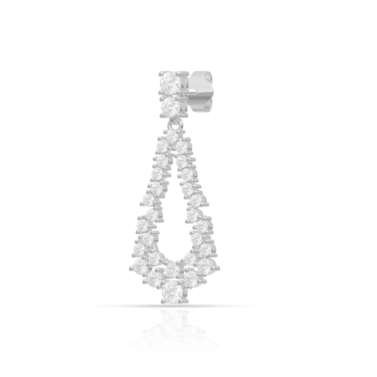 Dazzling Cluster Drop Silver Earrings