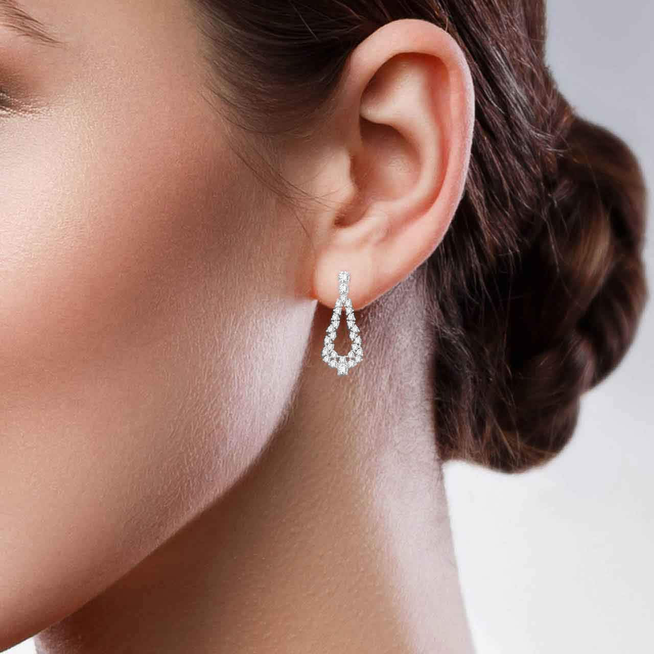 Dazzling Cluster Drop Silver Earrings