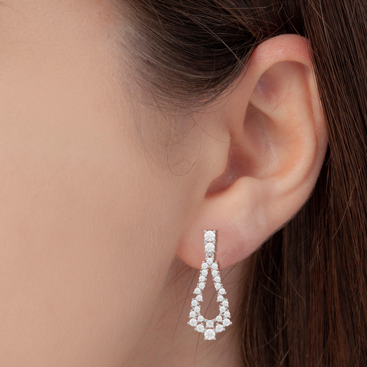 Dazzling Cluster Drop Silver Earrings