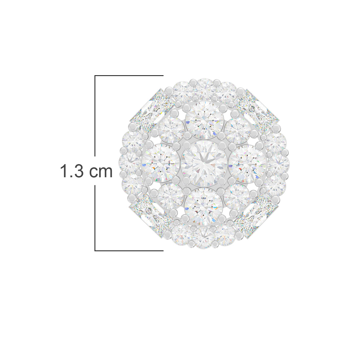 Silver Zircon Halo Round Stud Earrings