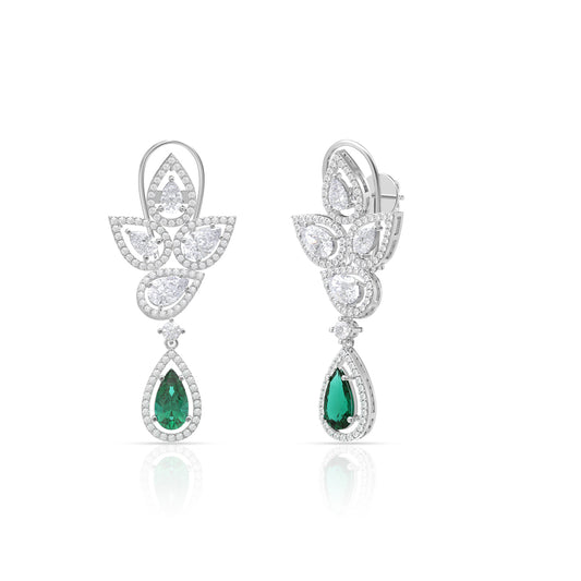 Classic Emerald Silver Stud Earrings