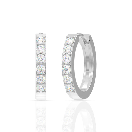 Silver Zircon Sparkling Hoop Earrings