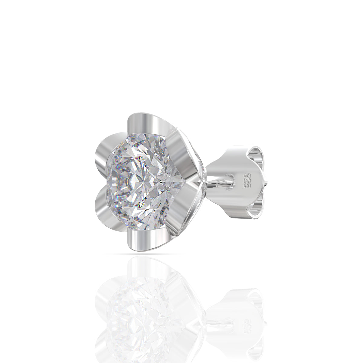Silver Zircon Flower Earrings
