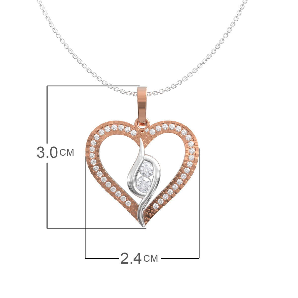 Sterling Silver Rose Gold Heart Pendant