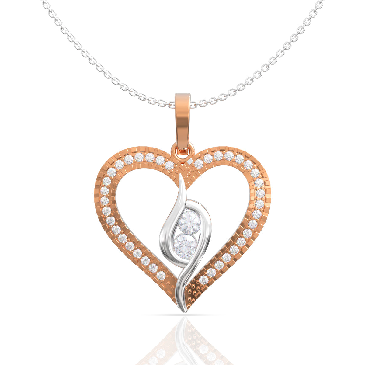 Sterling Silver Rose Gold Heart Pendant