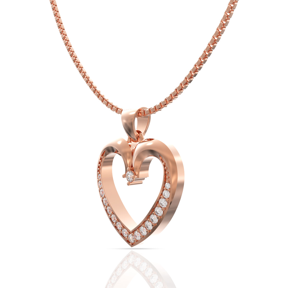 Sparkling Pink Heart Pendant Set In Silver