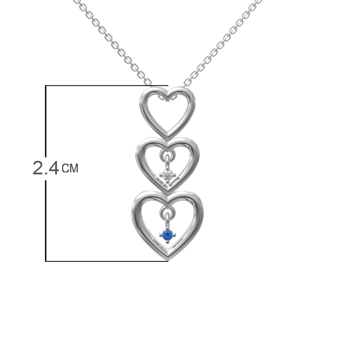 Silver Brilliant Hearts Pendant