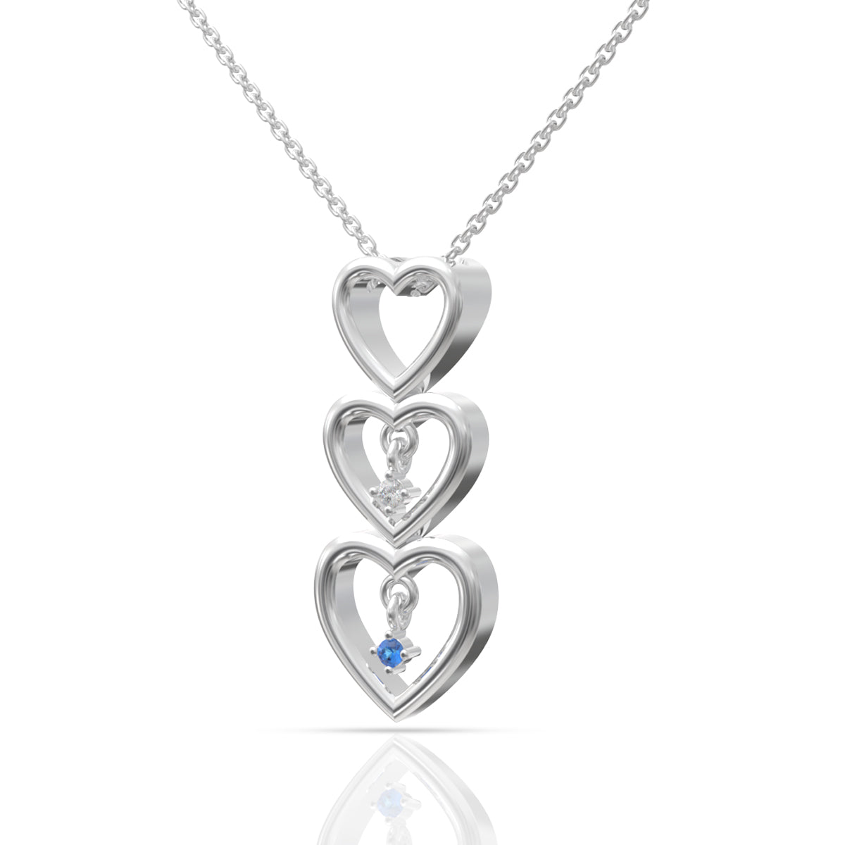 Silver Brilliant Hearts Pendant