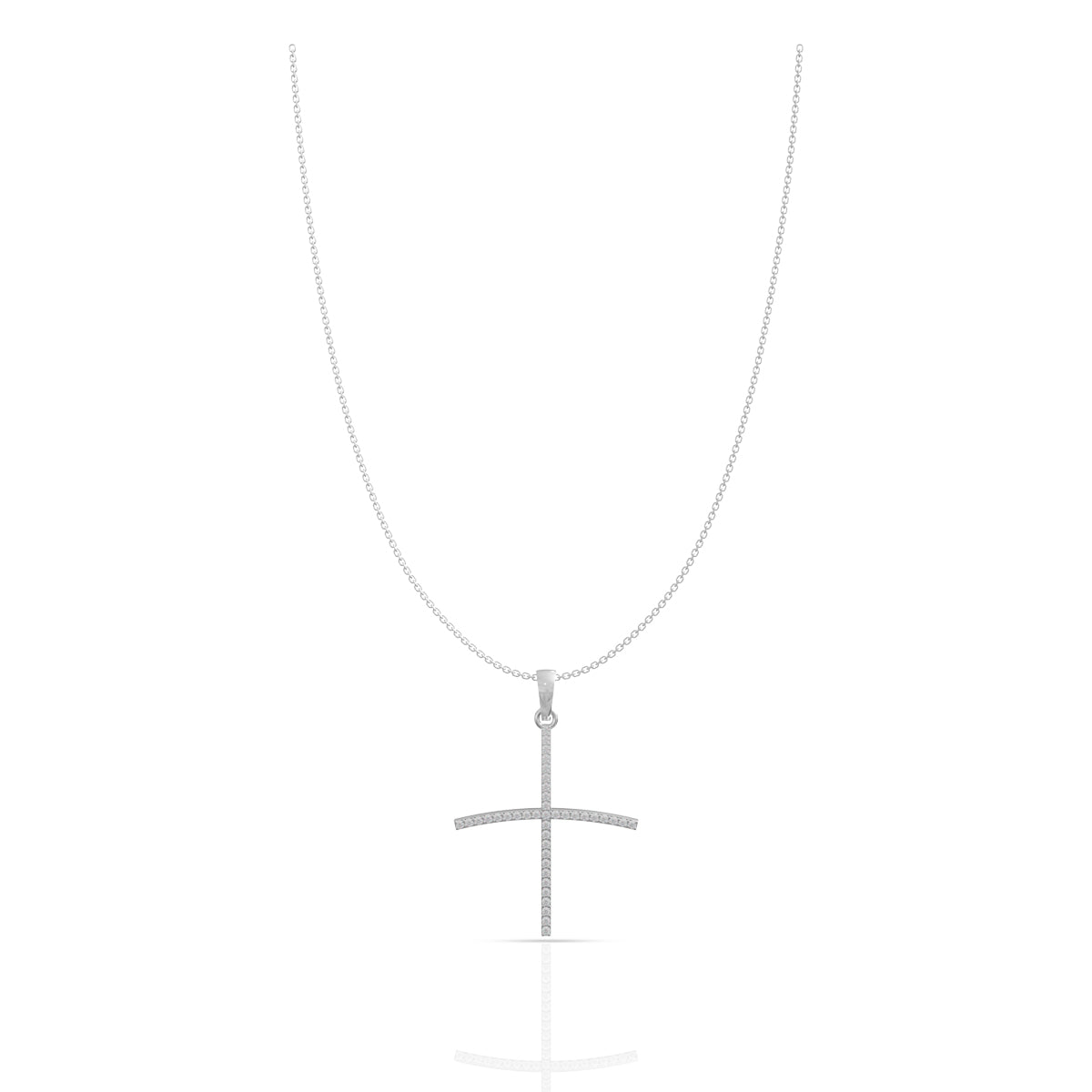 Holy Cross Diamond Pendant In Silver