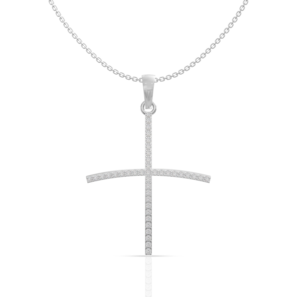 Holy Cross Diamond Pendant In Silver