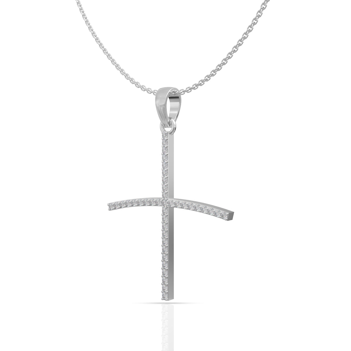 Holy Cross Diamond Pendant In Silver