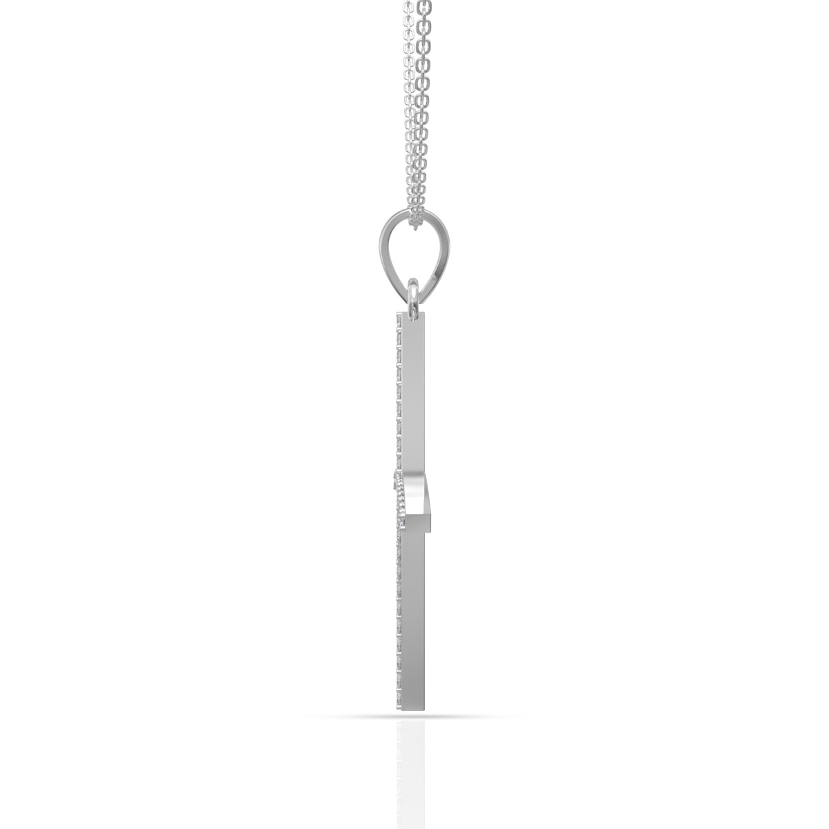 Holy Cross Diamond Pendant In Silver