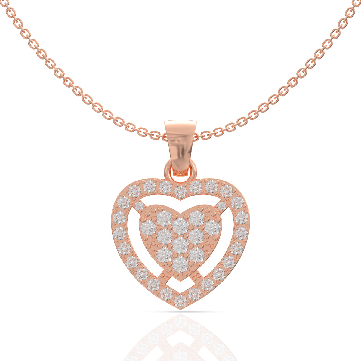 Rose Gold Heart Pendant In Silver