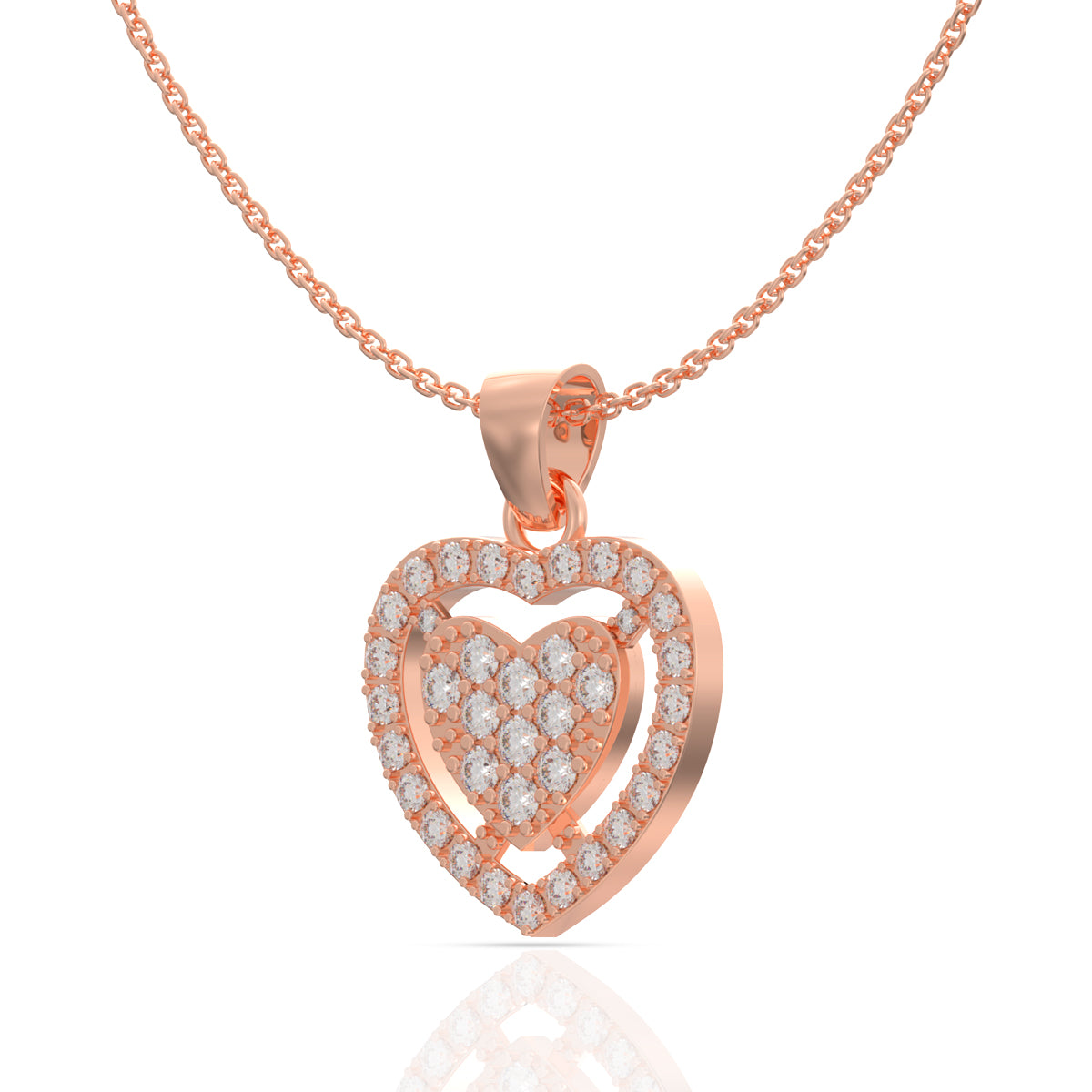 Rose Gold Heart Pendant In Silver